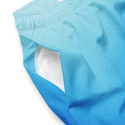 Humble Sportswear, men's blue gradient breathable swim trunks with mesh inner lining 