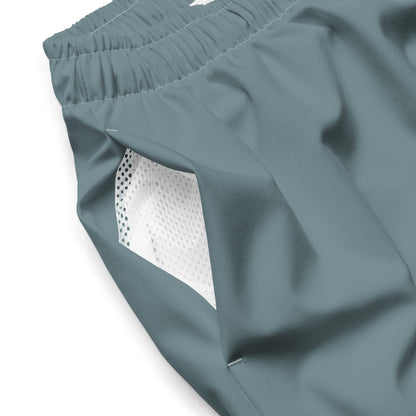 Humble Sportswear, Men's Color Match slate blue moisture-wicking swim trunks with pockets