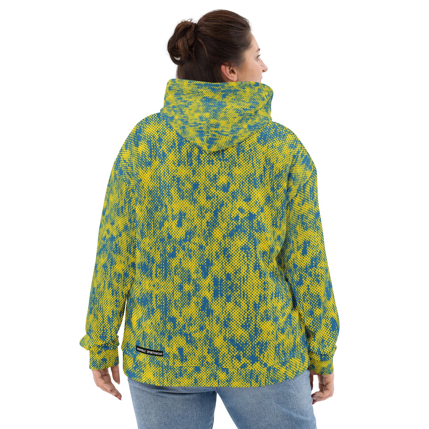 Humble Sportswear women's relaxed fit hoodie pullover all-over print citrine yellow 