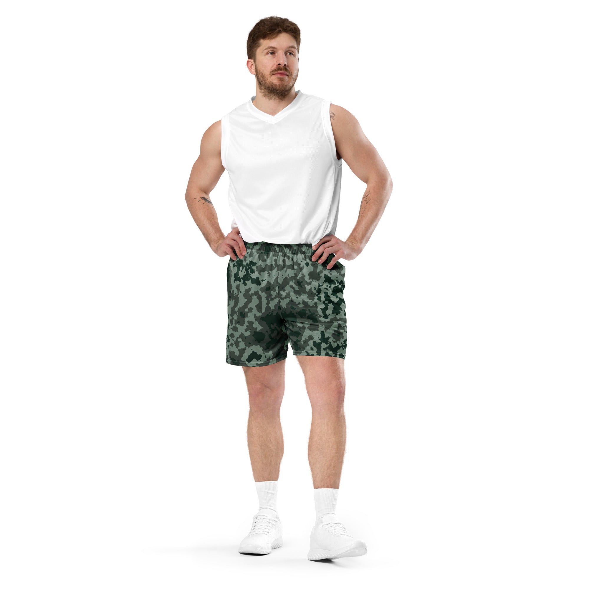 Humble Sportswear, men's fabien green camo mesh basketball shorts