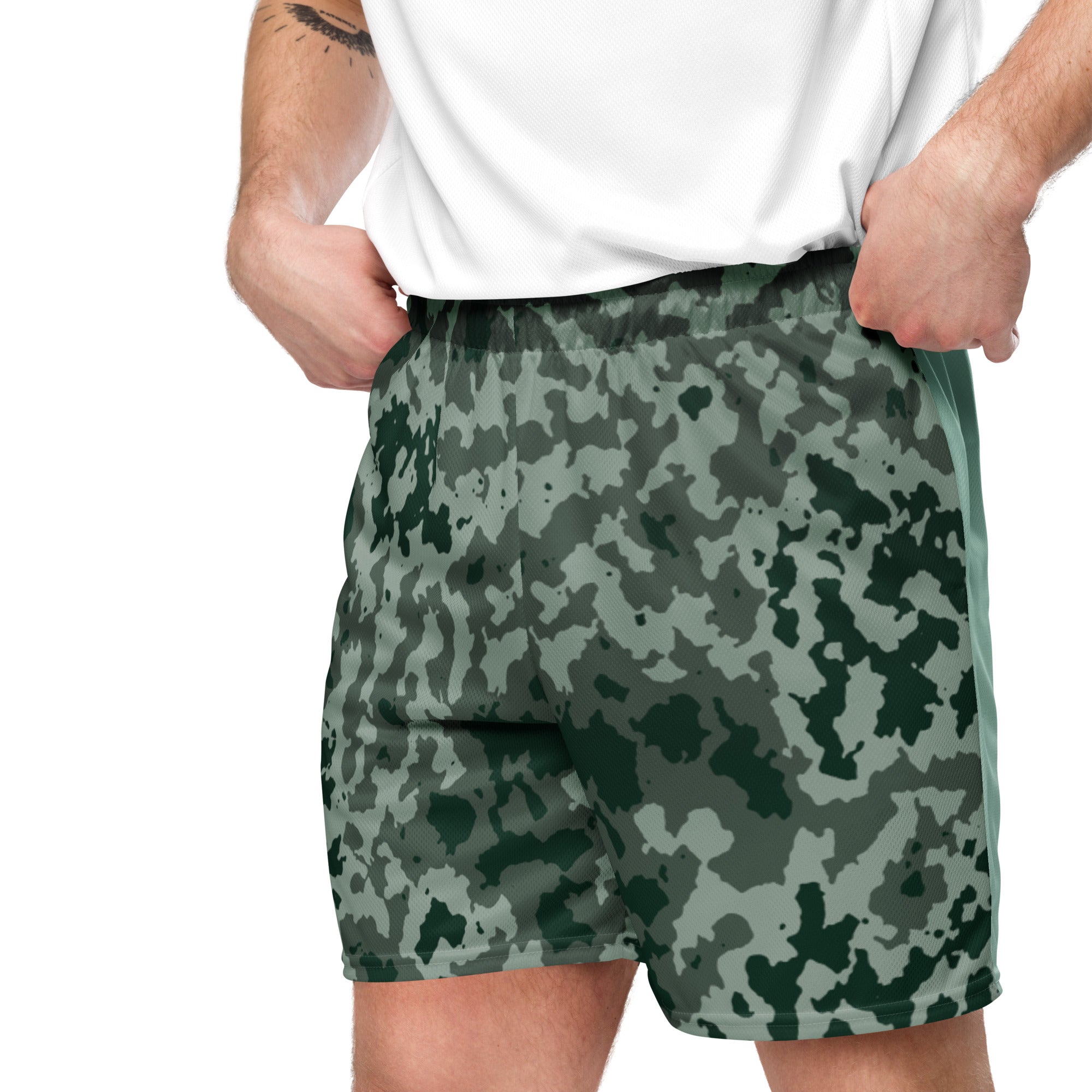 Humble Sportswear, men's fabien green camo mesh basketball shorts