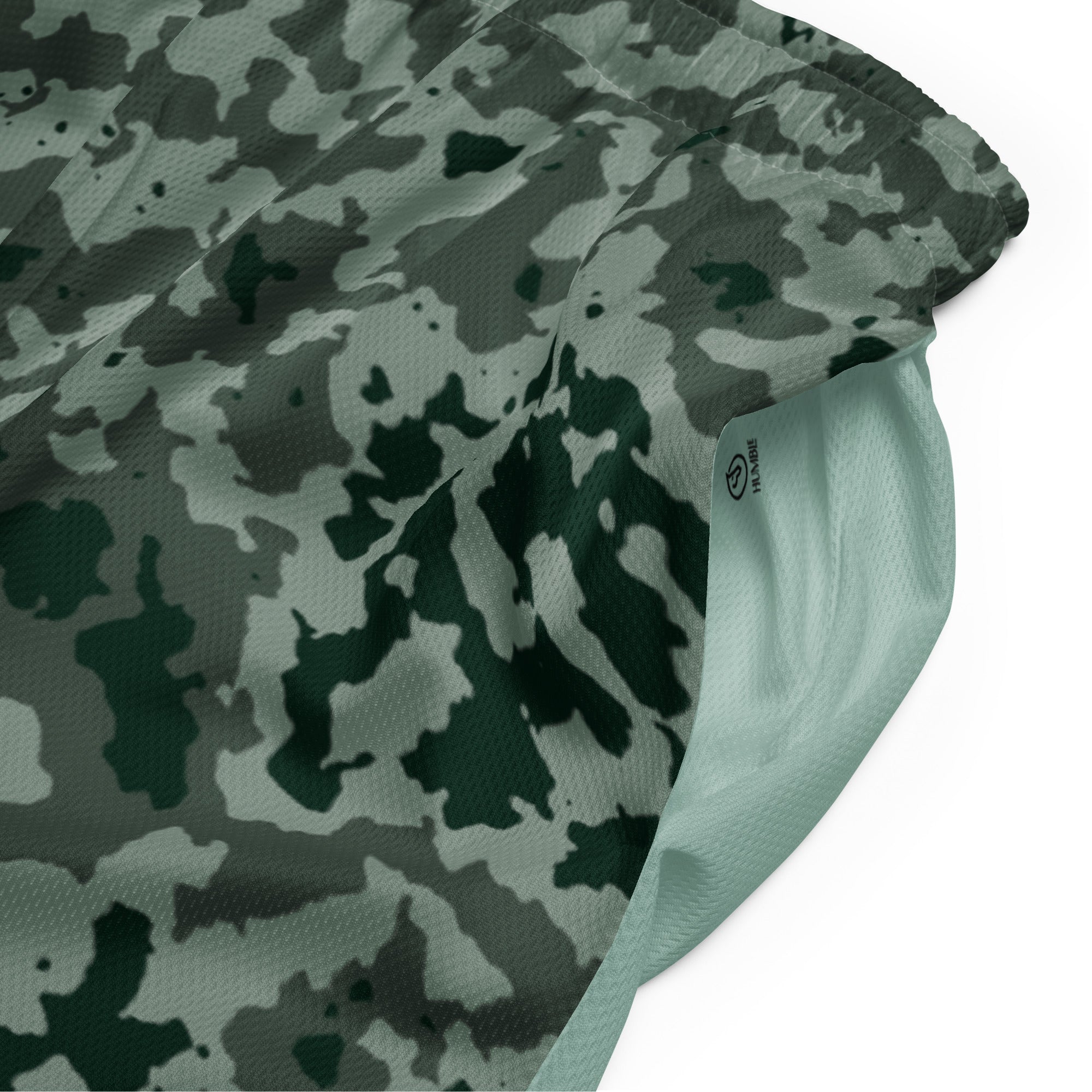 Humble Sportswear, men's fabien green camo mesh basketball shorts