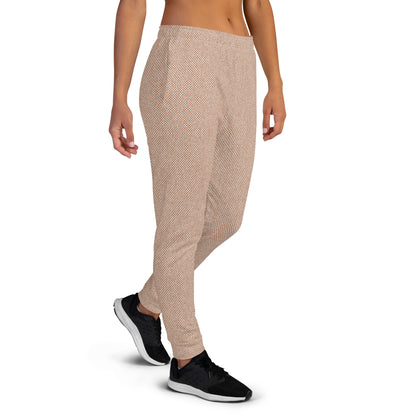 women's slim fit joggers all over print terry beige