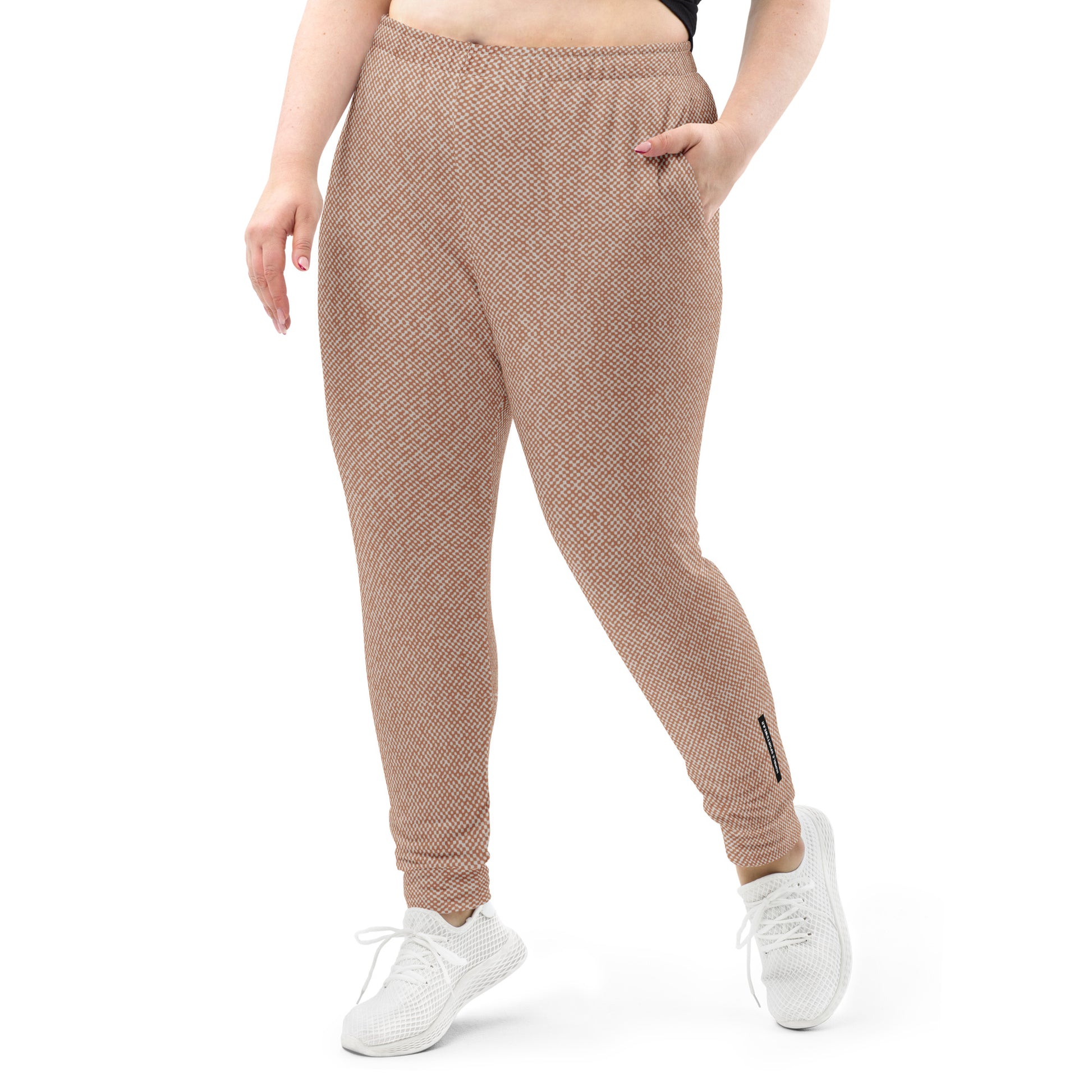 women's slim fit joggers all over print terry beige