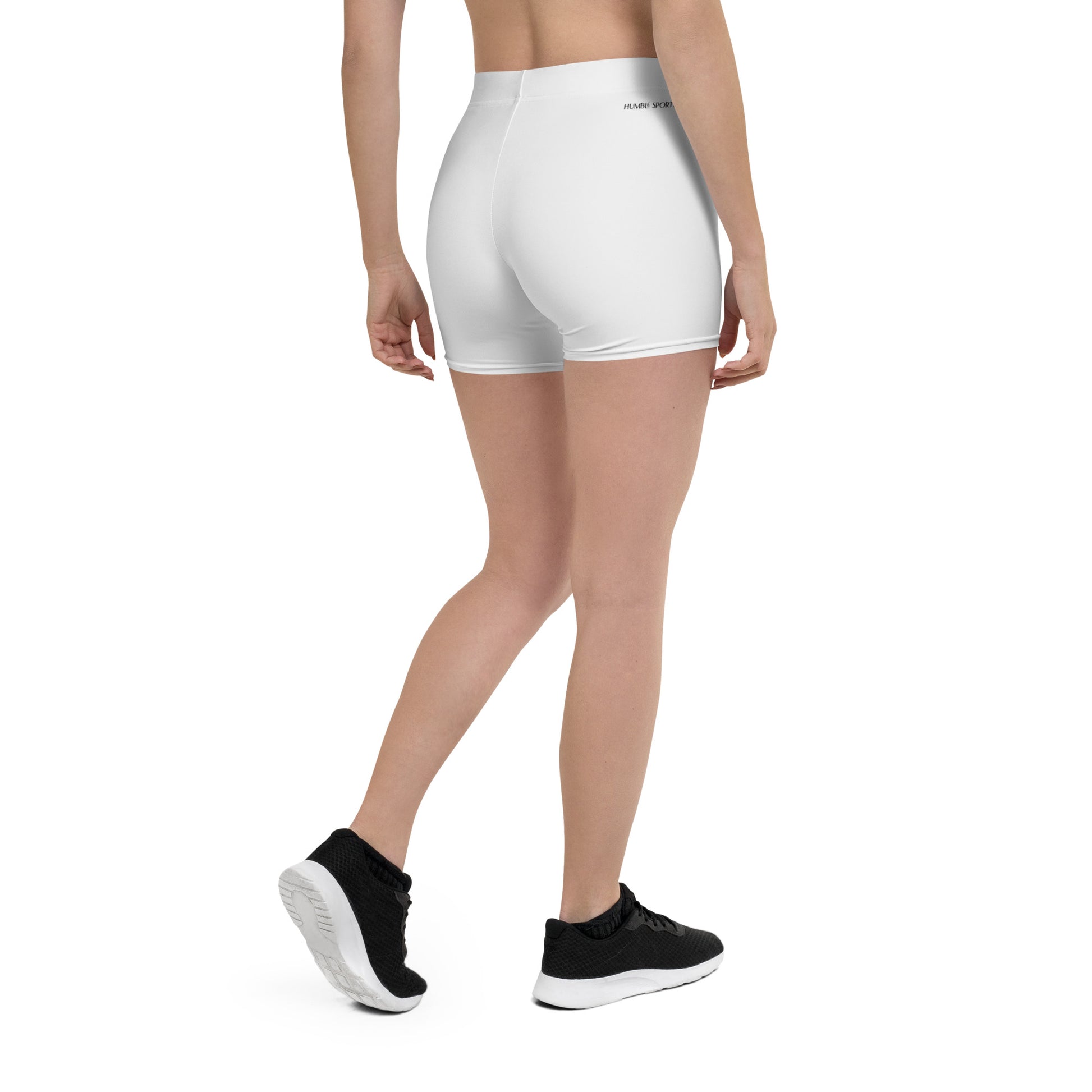 Humble Sportswear, women's Color Match activewear white stretchy bike shorts