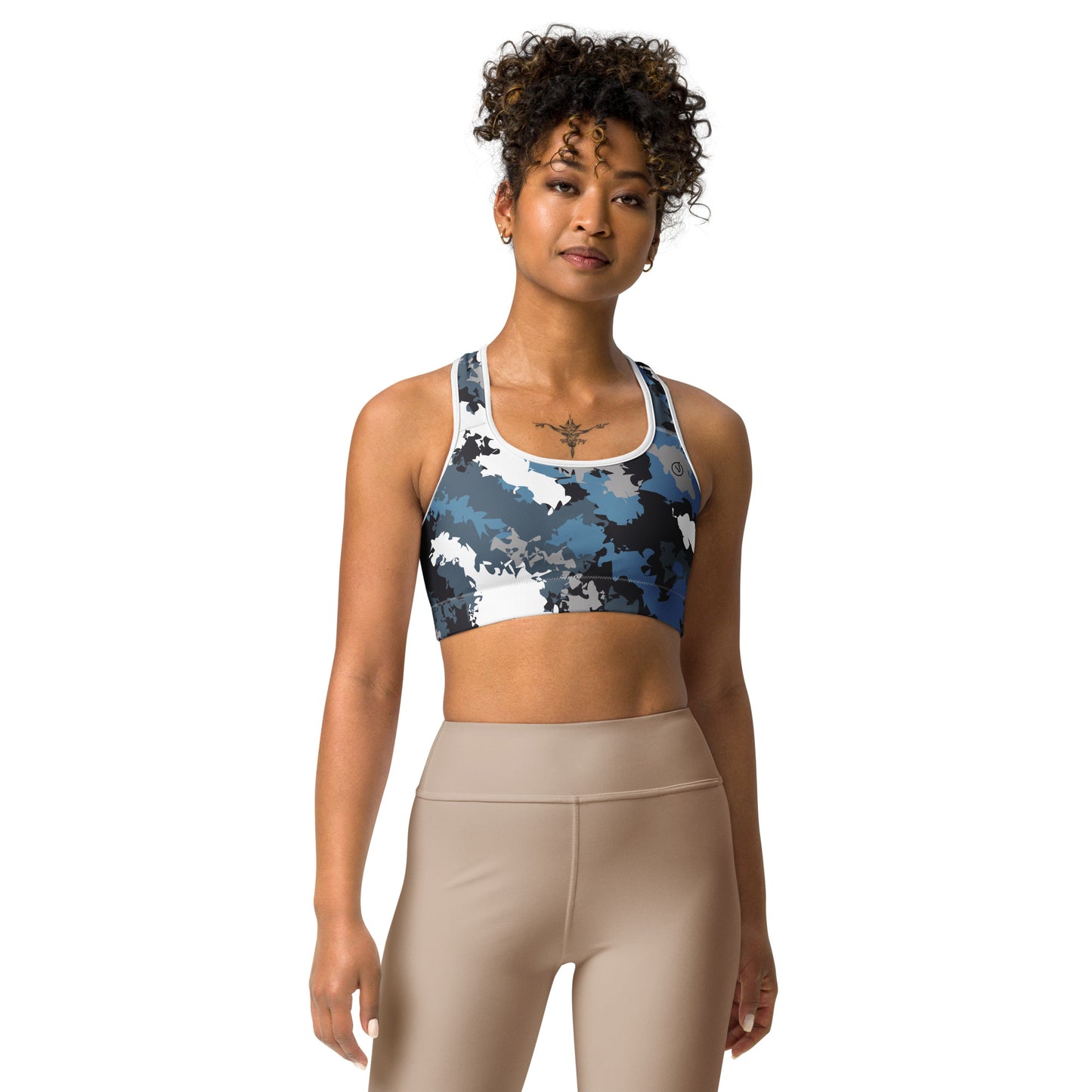 Humble Sportswear, women's blue camo dri fit moisture-wicking sports bra