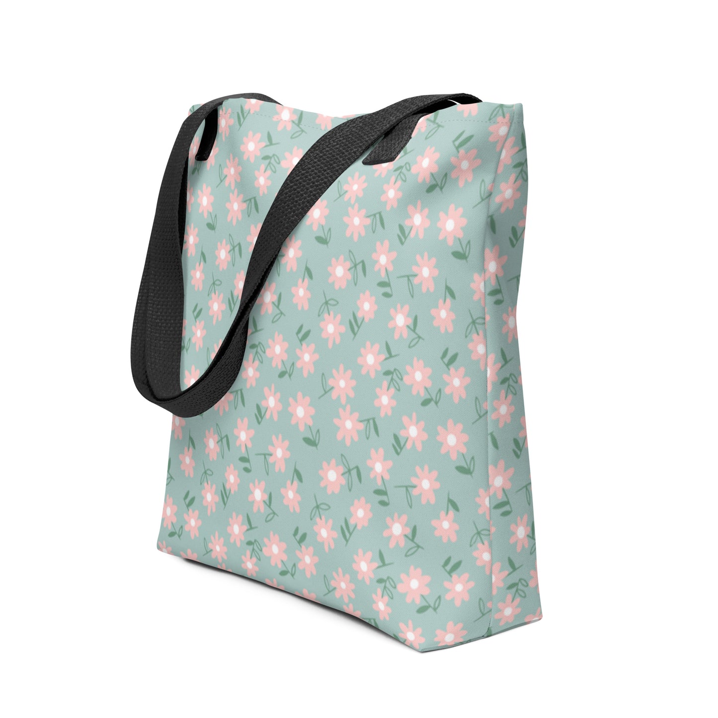 Mireille Fine Art, Floral all-over print dual handle tote bag with interior zipper