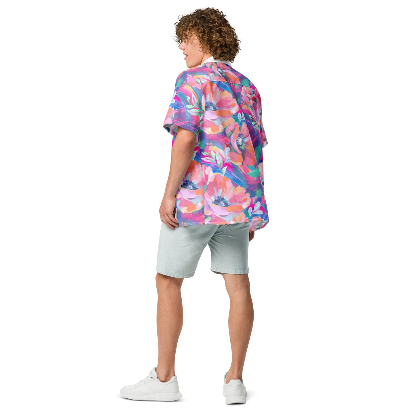 Humble Sportswear, men's floral abstract moisture-wicking button shirt
