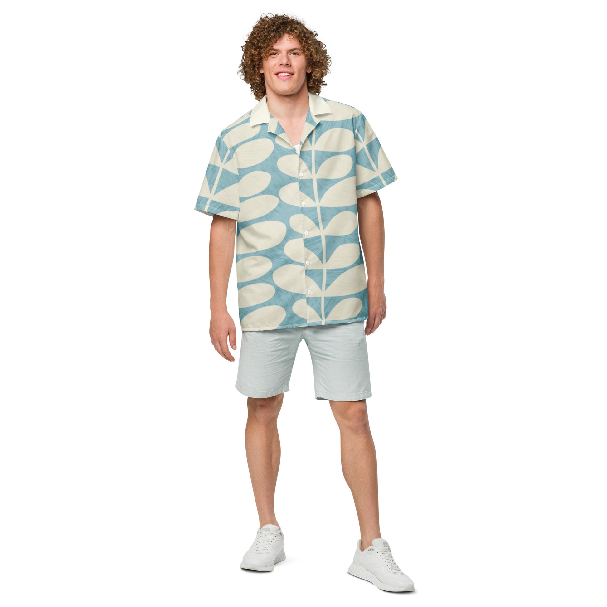 Humble Sportswear™, men's abstract blue green collared beach button shirt