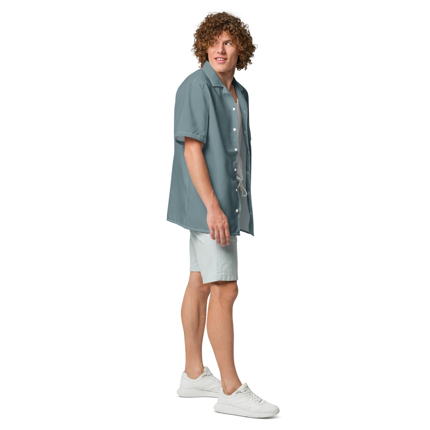 Humble Sportswear, Men's Color Match slate blue lightweight beach button shirt 