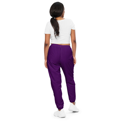 Humble Sportswear, women's purple lightweight relaxed fit track pants with zip