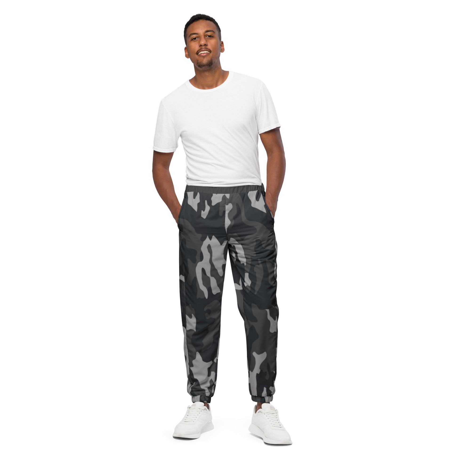 Humble Sportswear, men's grey camo all-over print track pants 