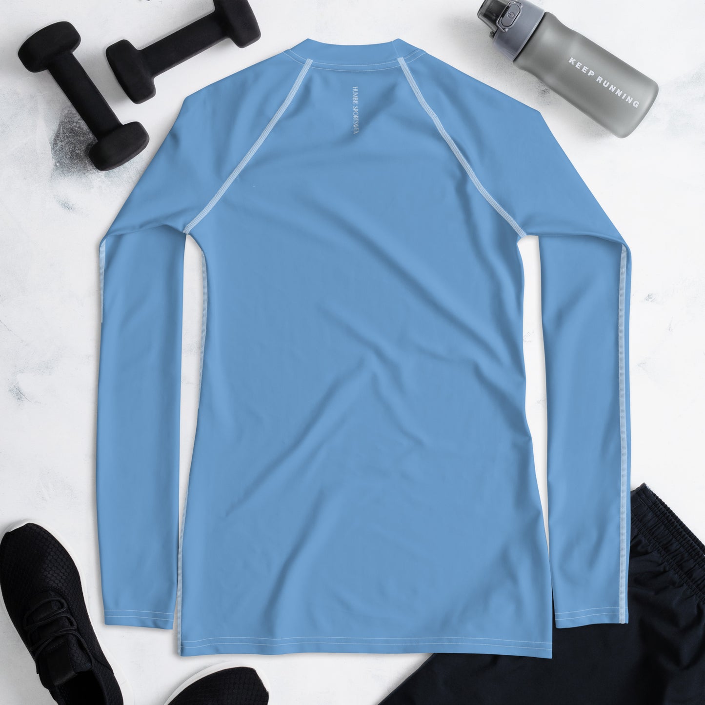 Humble Sportswear women’s long sleeve color match blue sport compression rash guard