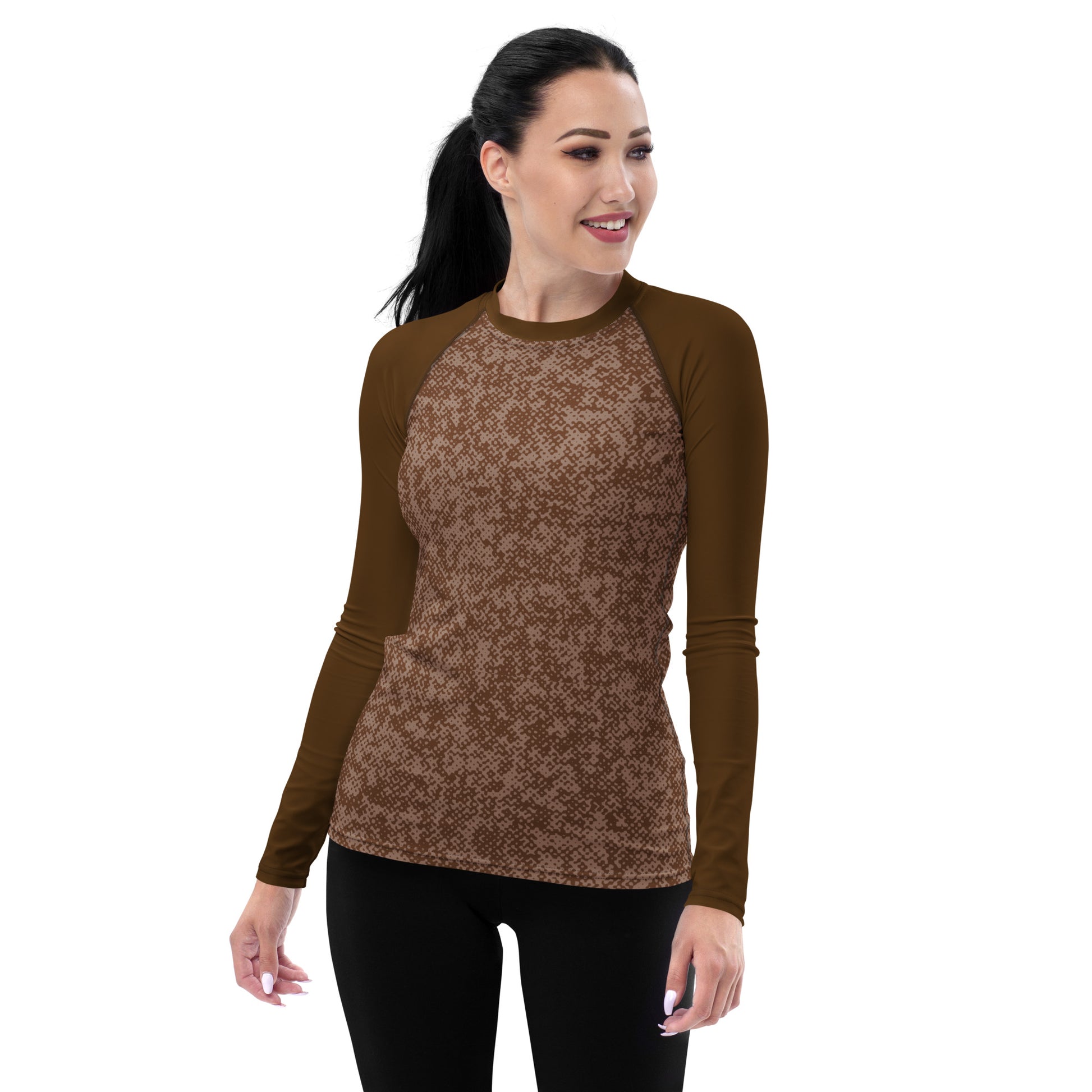 Humble Sportswear women's long sleeve brown athleisure rash guard 