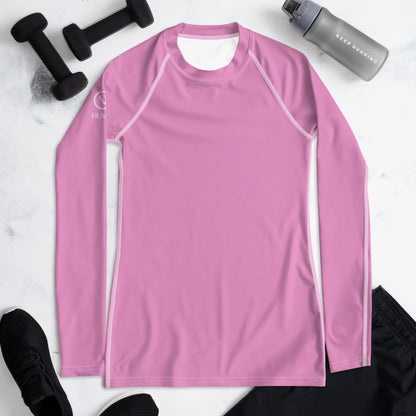 Humble Sportswear women’s long sleeve pink color match compression rash guard