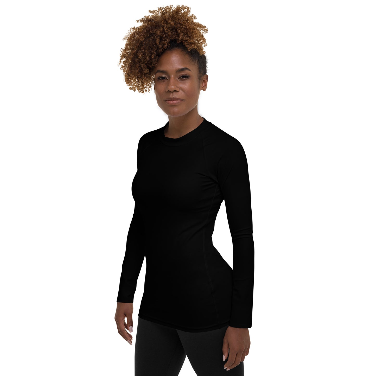 Humble Sportswear women’s long sleeve color match black sports compression rash guard