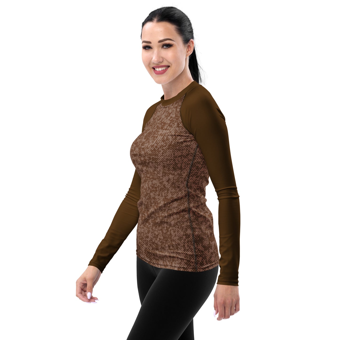 Humble Sportswear women's long sleeve brown athleisure rash guard 