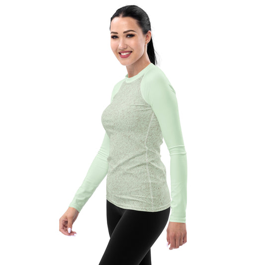 Humble Sportswear women’s long sleeve green all over print rash guard