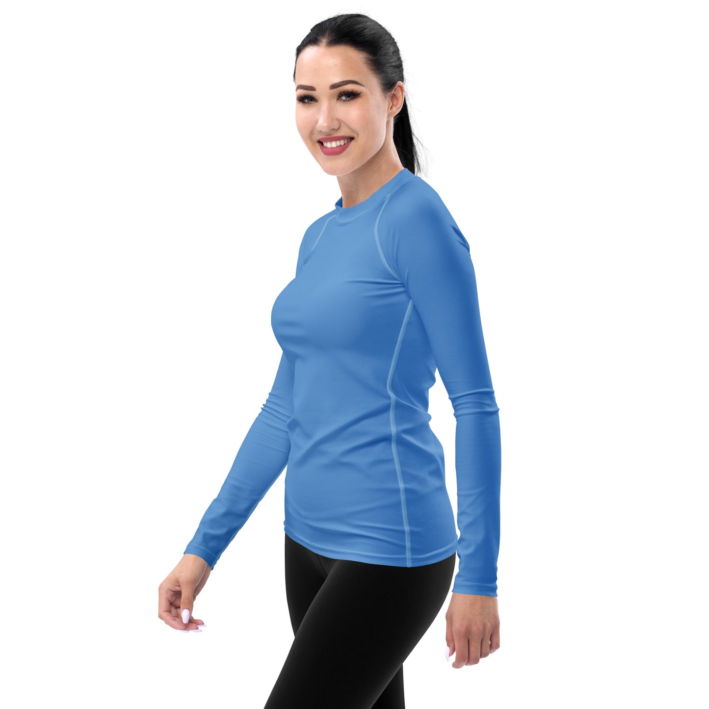 Humble Sportswear women’s long sleeve color match blue sport compression rash guard