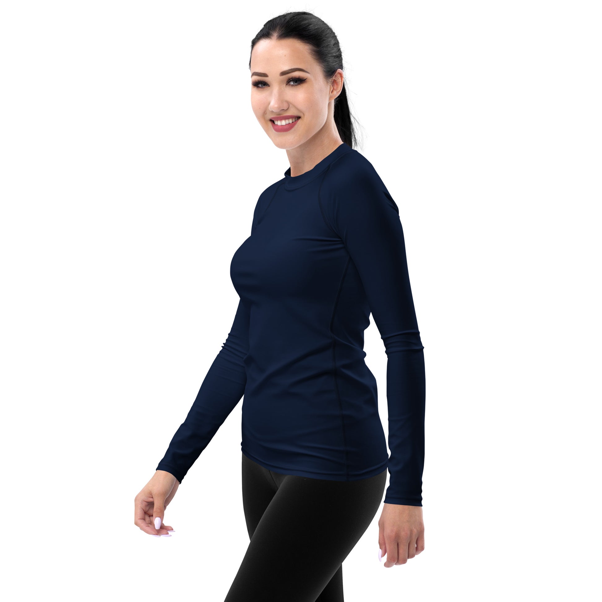 Humble Sportswear women’s color match blue long sleeve navy blue sports compression rash guard