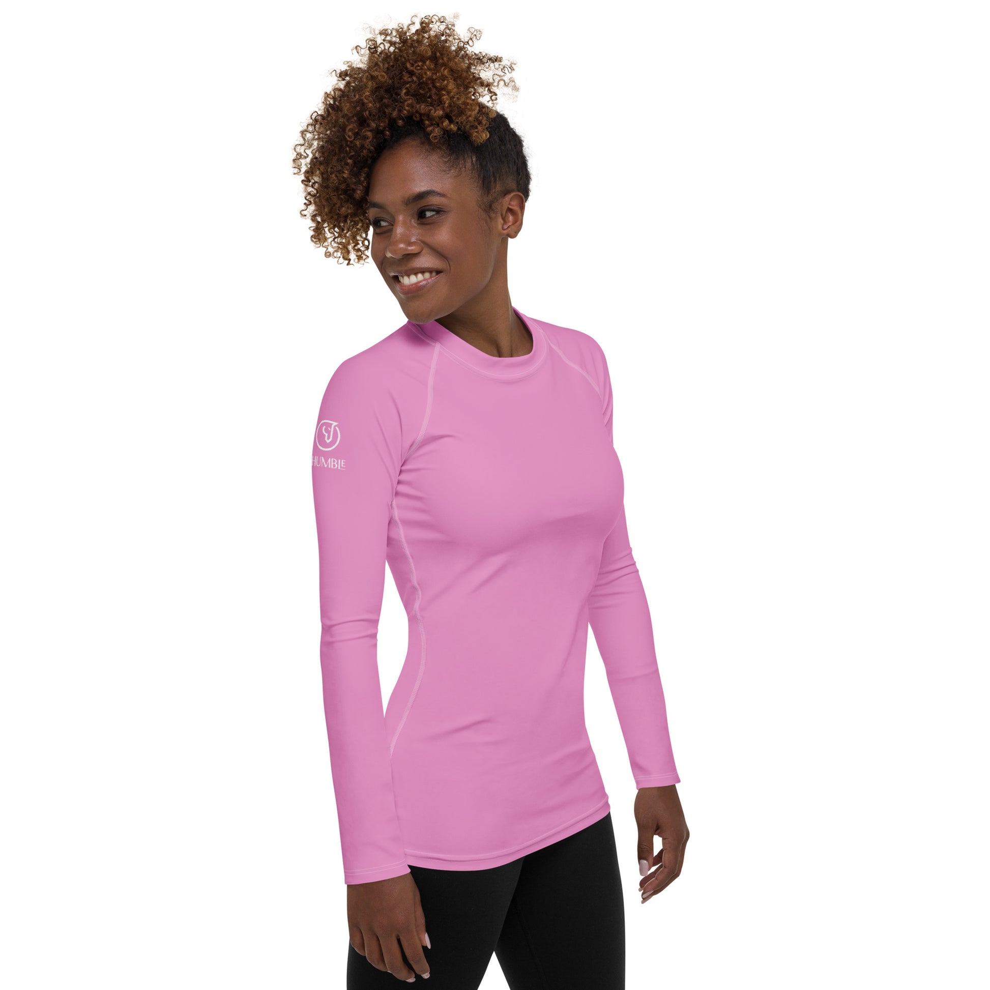 Humble Sportswear women’s long sleeve pink color match compression rash guard