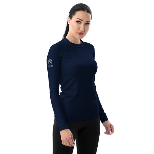 Humble Sportswear women’s color match blue long sleeve navy blue sports compression rash guard