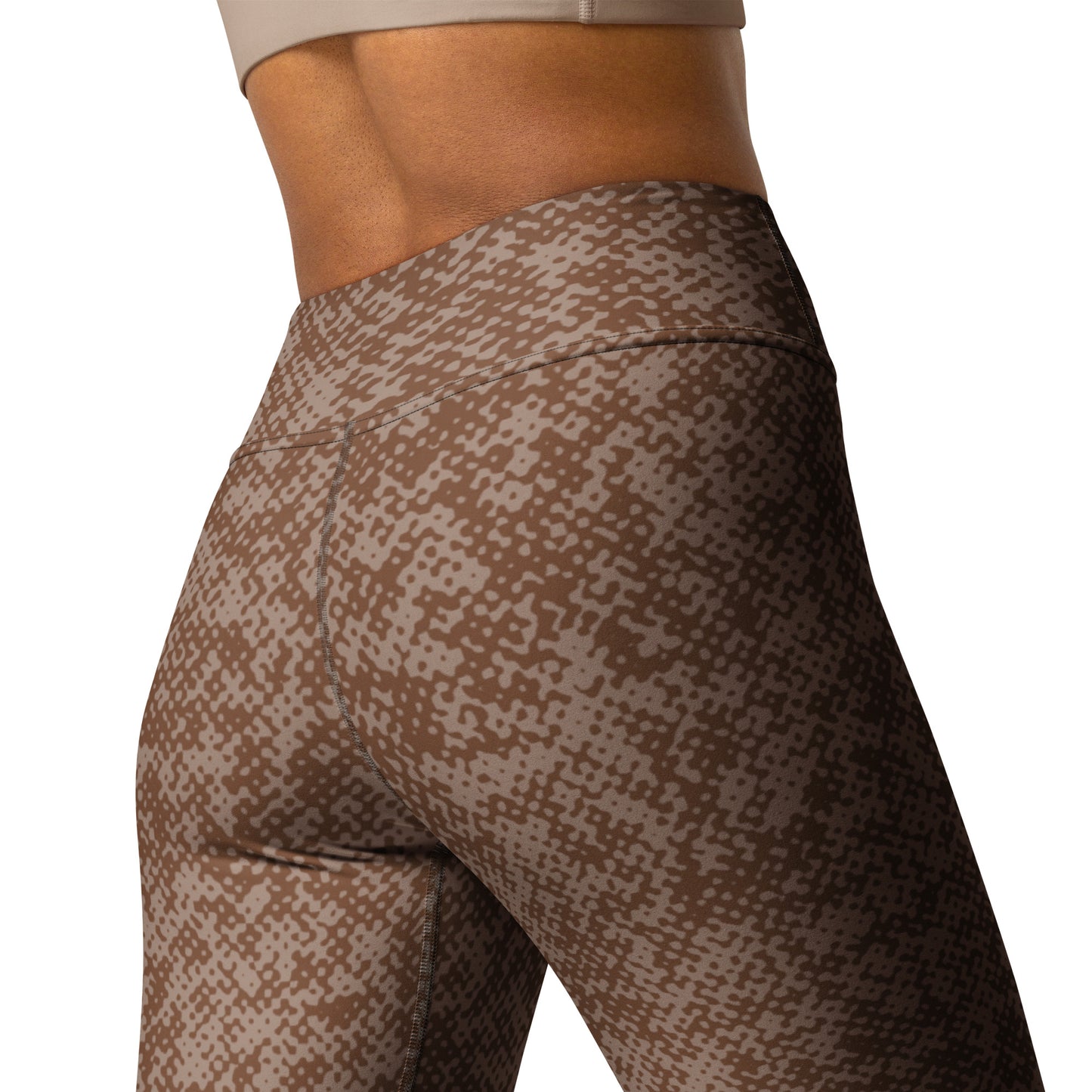 Humble Sportswear women's high waisted long all-over print brown activewear leggings