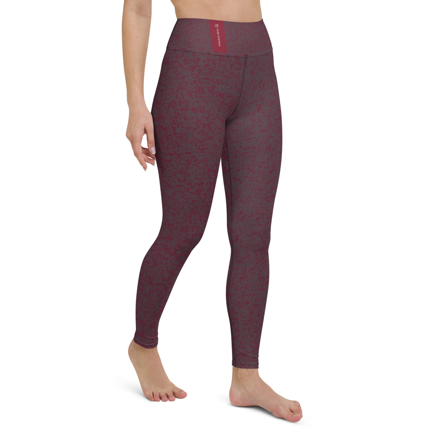 Humble Sportswear women’s long all over print red high waist yoga leggings 