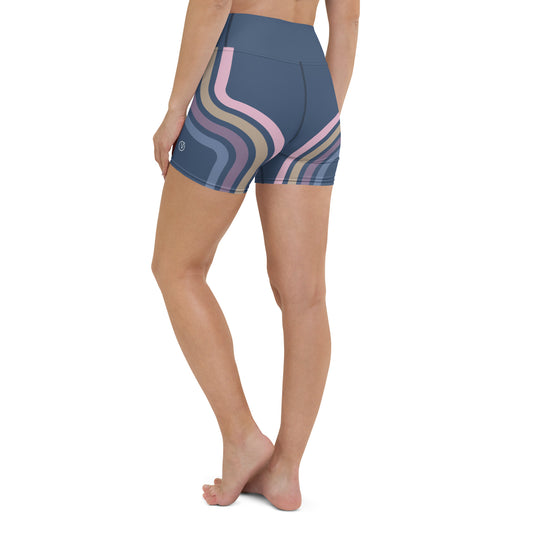 Humble Sportswear, women's blue spandex striped workout shorts 