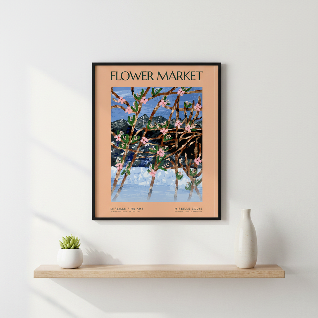 minimal floral branches wall art neutral tones 