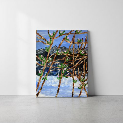 alpine spring branches original art a a wall 