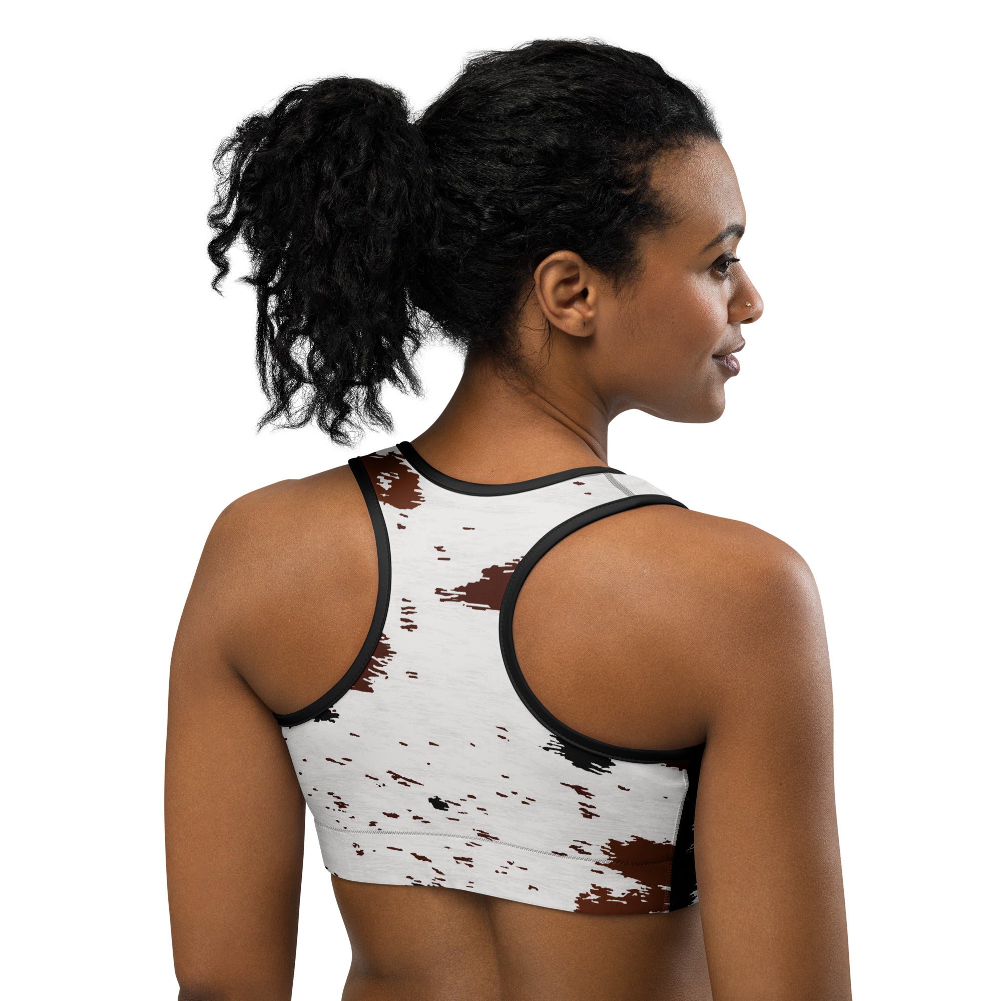 stretch performance sports bra animal print 