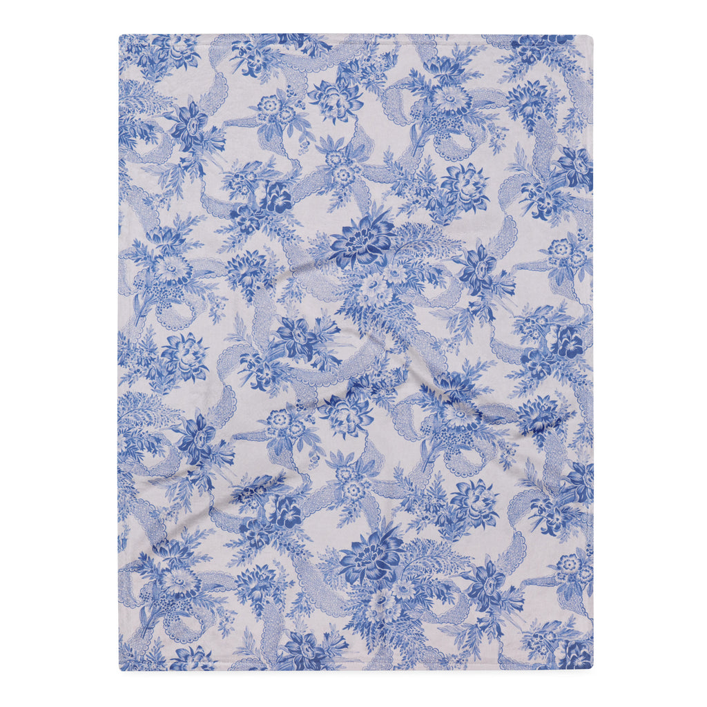 faded blue floral decor blanket 