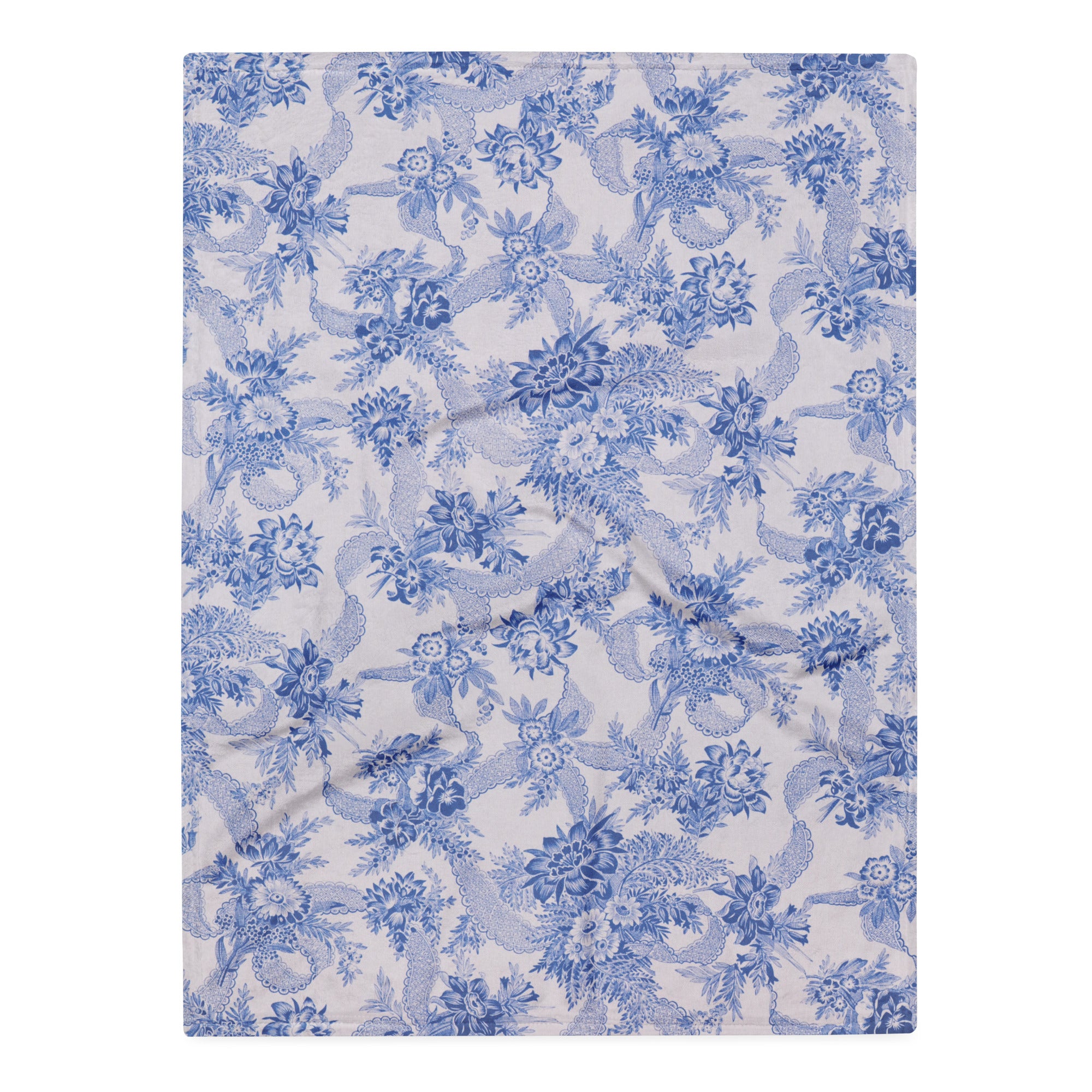 faded blue floral decor blanket 