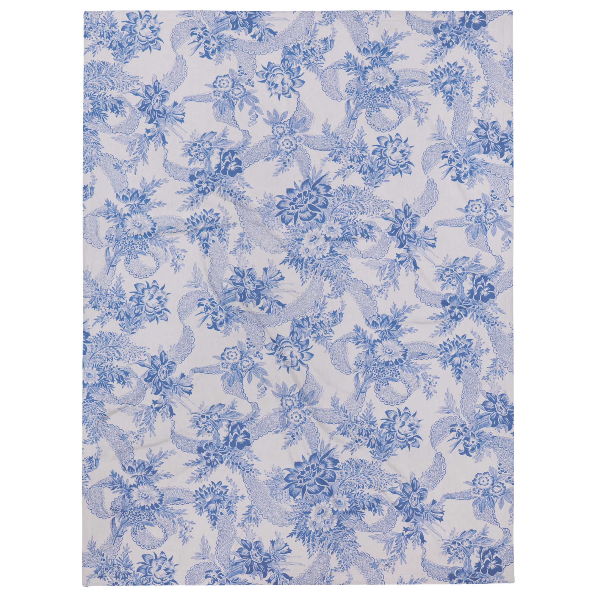 muted blue botanical throw 