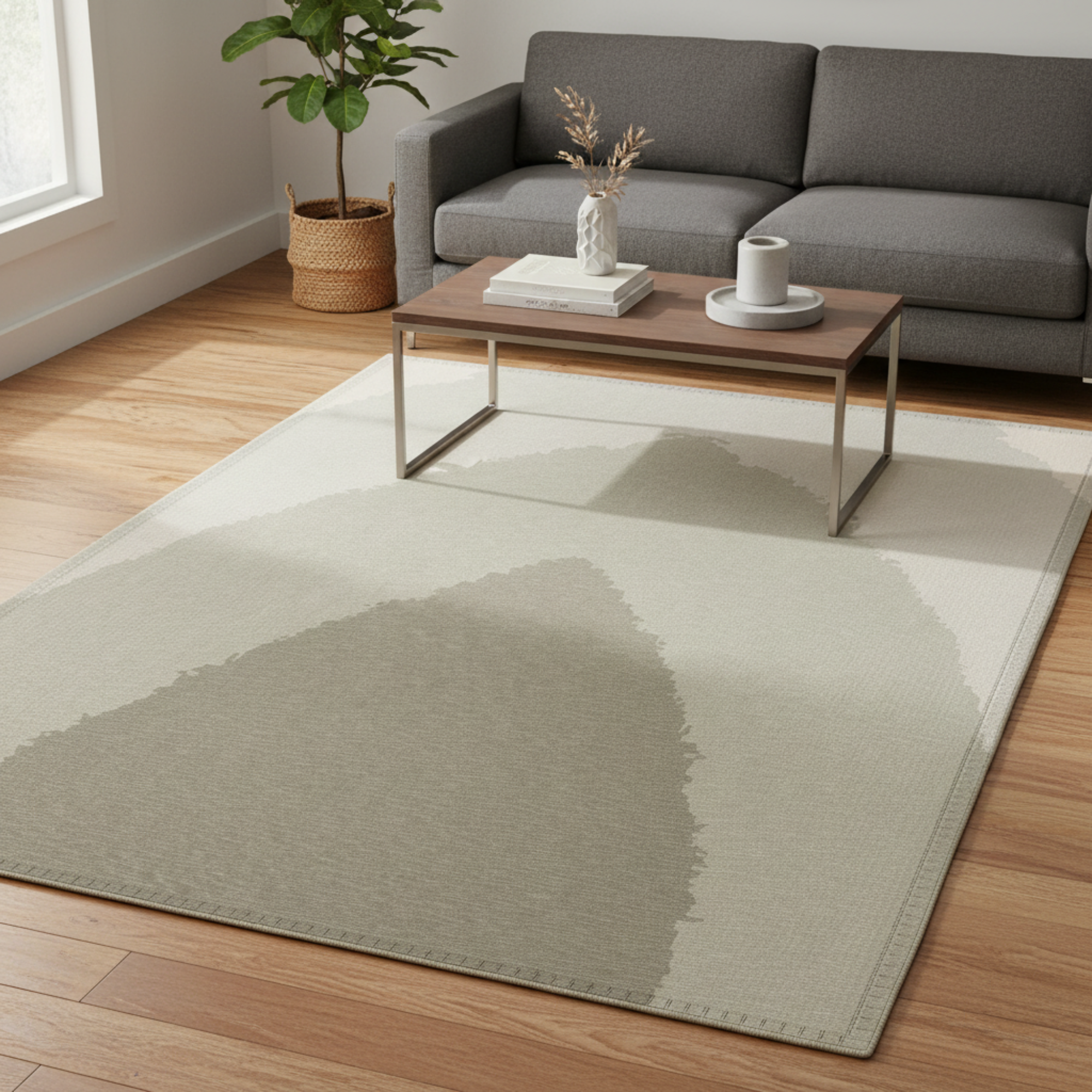 Neutral Abstract Area Rug - Mirfia