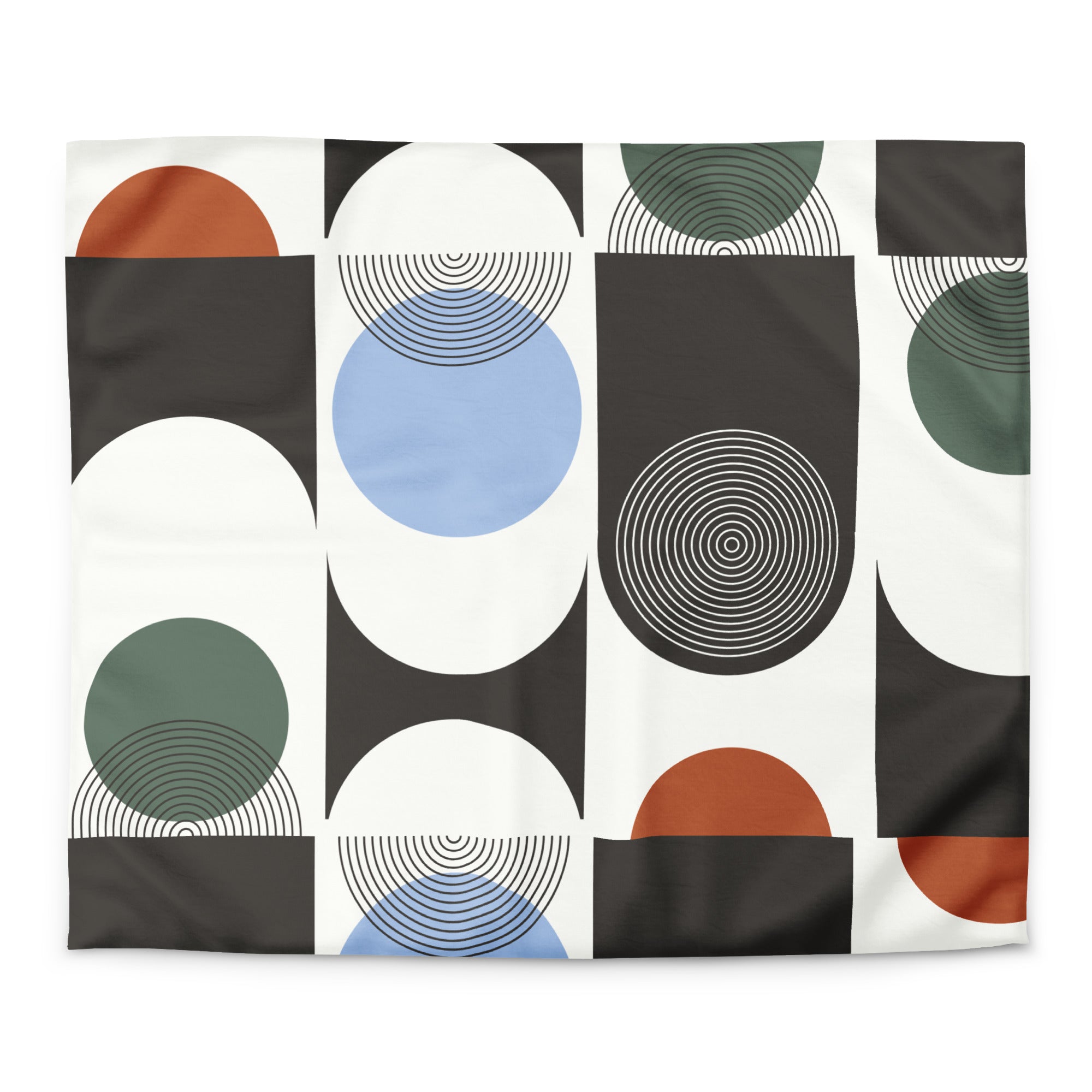 mid-century modern duvet cover with geometric patterns 