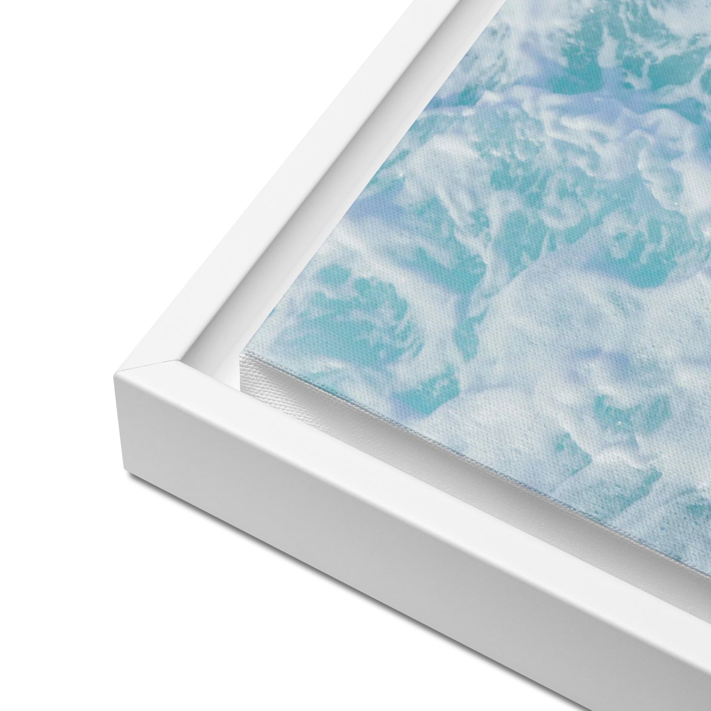 blue beach sea foam canvas print wall art white floater frame