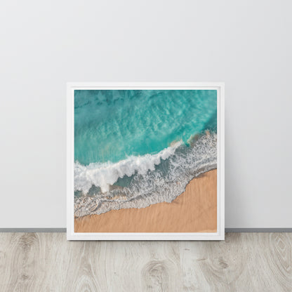 beach waves white floater frame canvas print artwork