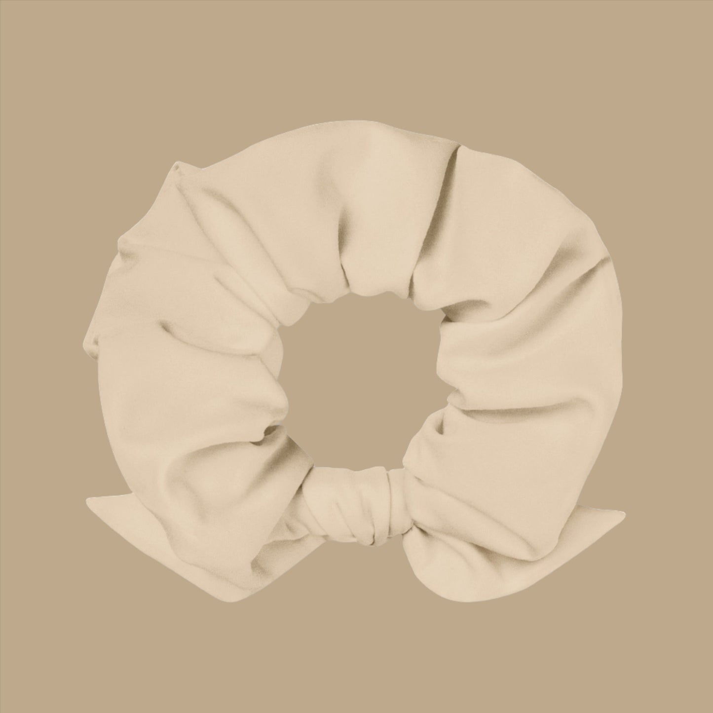 beige recycled hair tie bow scrunchie