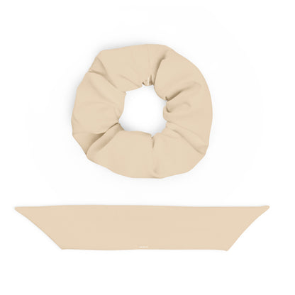 beige recycled hair tie bow scrunchie