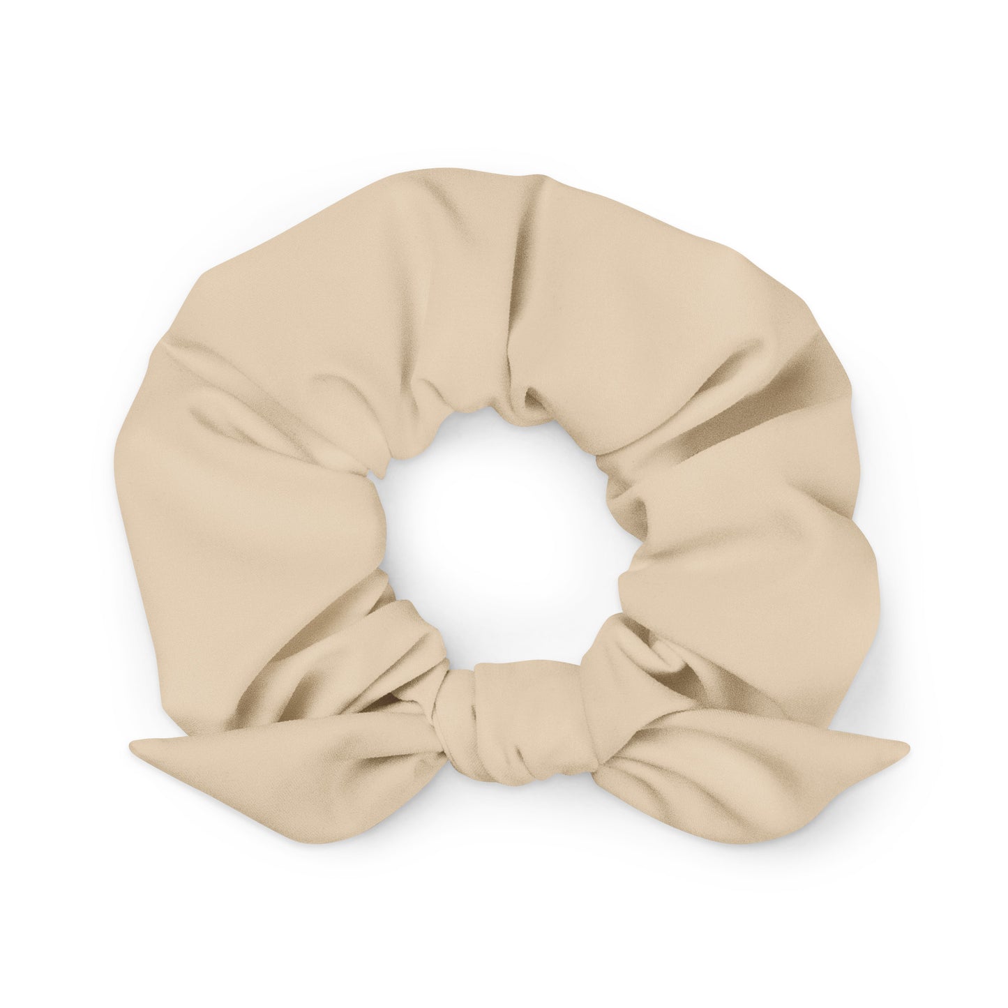 beige recycled hair tie bow scrunchie