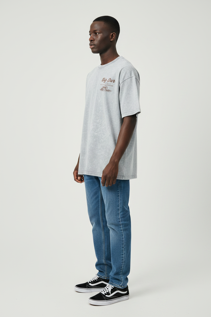 side view of washed oversized t-shirt