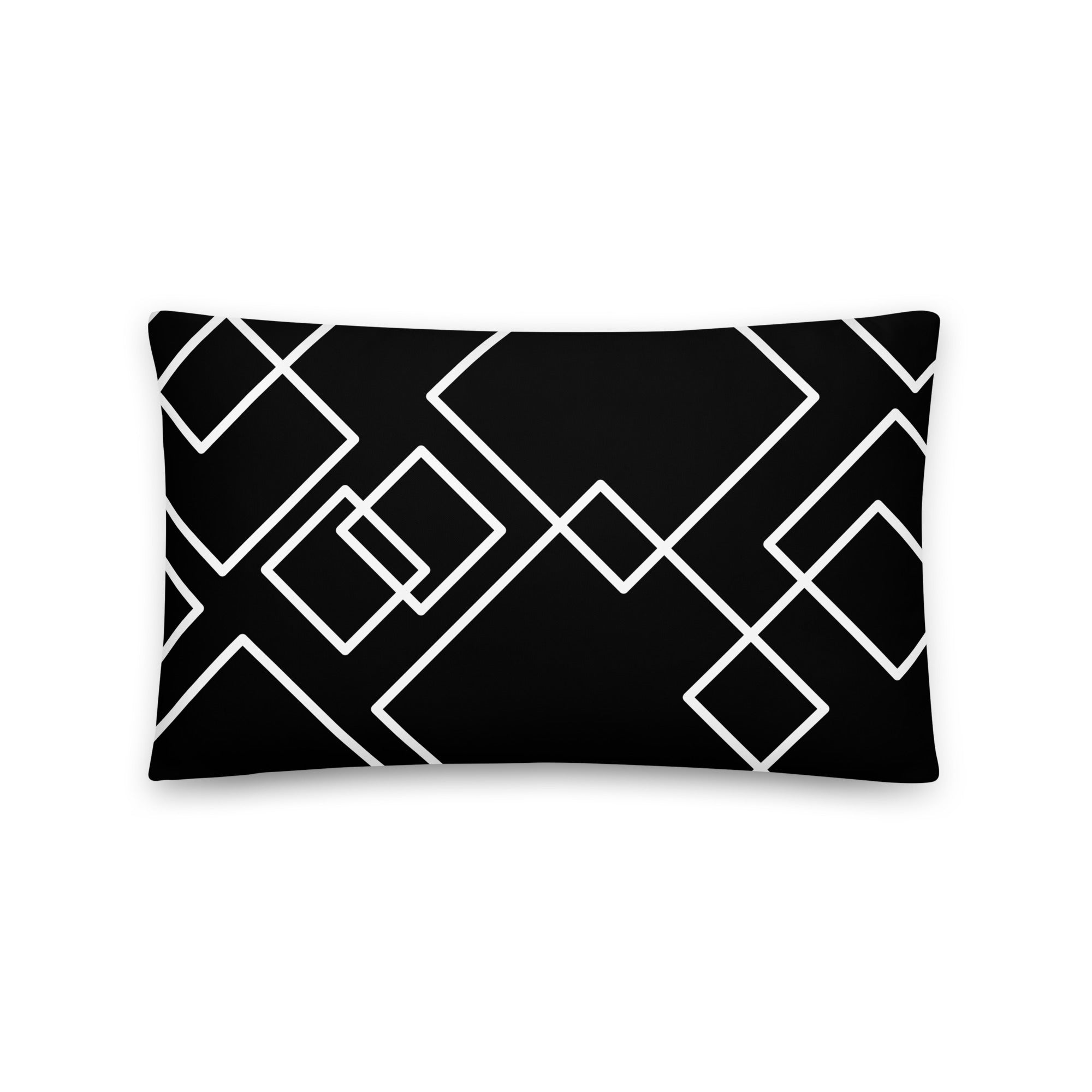 black and white geometric accent cushion