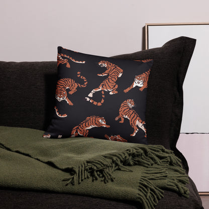 Black Tiger Print Throw Pillow - Mirfia