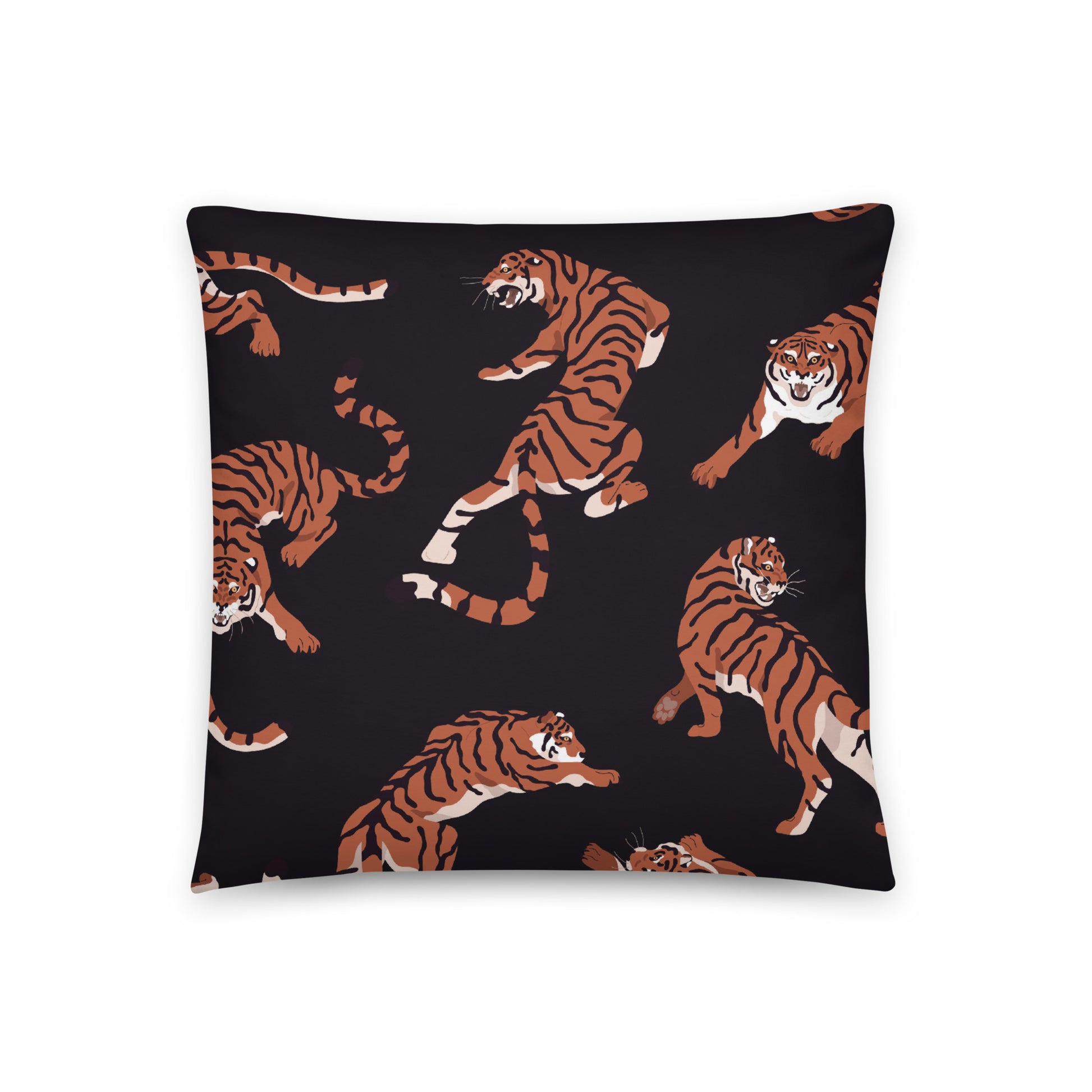 Black Tiger Print Throw Pillow - Mirfia