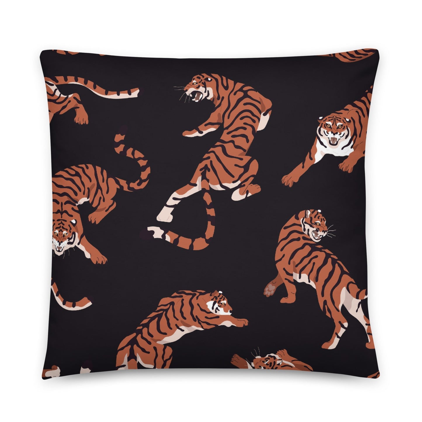 Black Tiger Print Throw Pillow - Mirfia