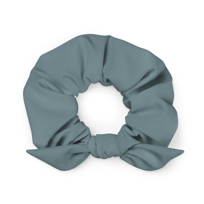 recycled blue hair scrunchie for women with bow 