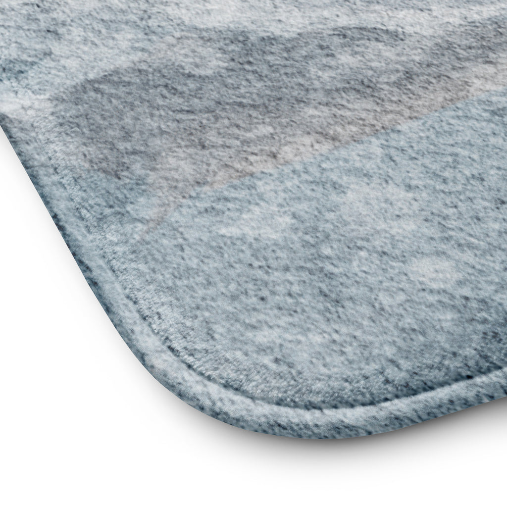 close-up of ocean wave pattern bath mat 