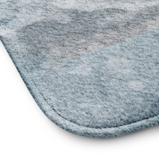 close-up of ocean wave pattern bath mat 